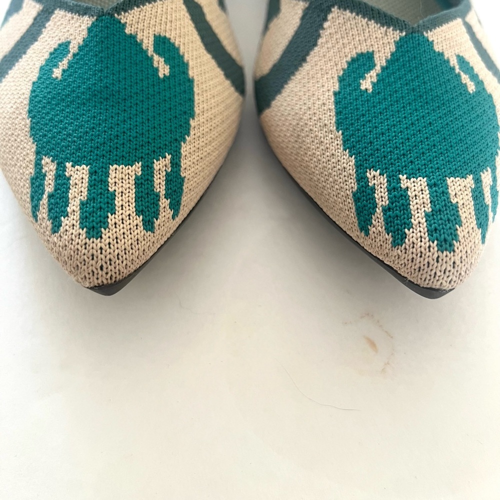 Rothy's the pointe Moroccan green rare patterned flats. - Picture 4 of 9